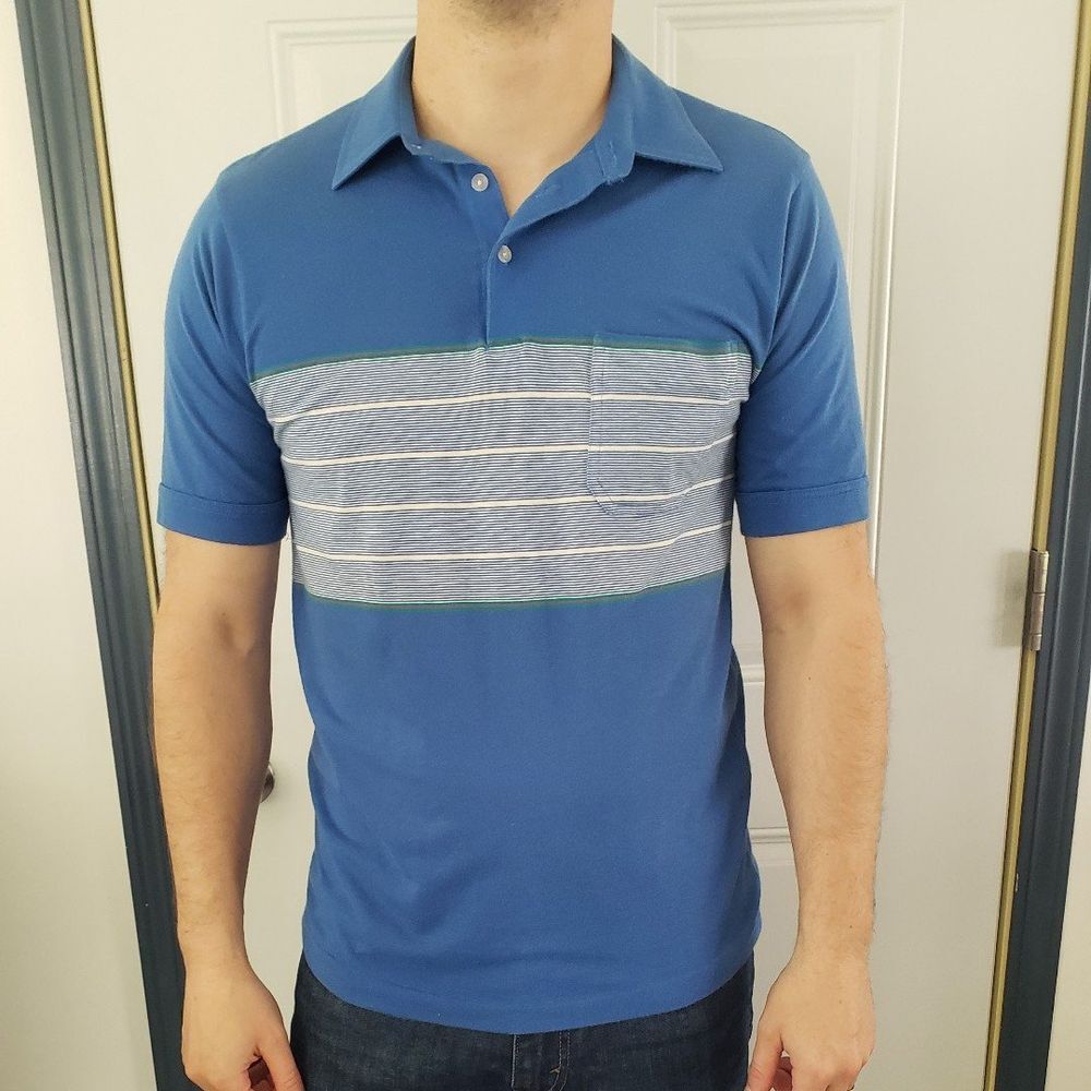 80s Blue Striped Polo